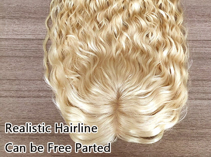 薄毛の女性のためのナチュラルなカーリーヘアトッパー。軽量で通気性のあるウィッグ。 