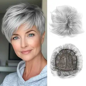 Natural Short Pixie Cut Hair Toppers for Women with Thinning Hair