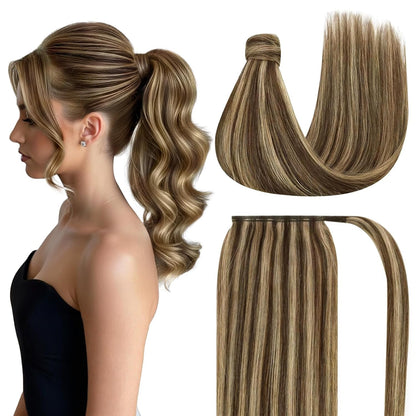 Premium Wrap Around Ponytail Extension | 100% Real Human Hair-Drak Brown