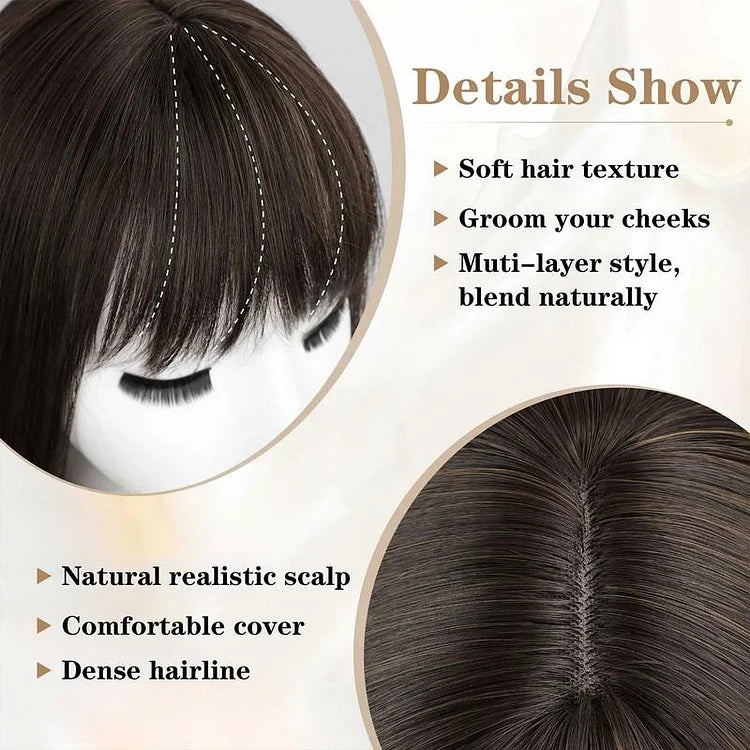 薄毛の方にも使える、贅沢で目立たないナチュラルウェーブヘアトッパー（前髪付き） 