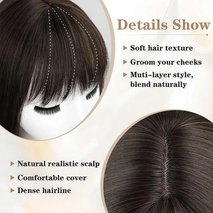 薄毛の方にも使える、贅沢で目立たないナチュラルウェーブヘアトッパー（前髪付き） 