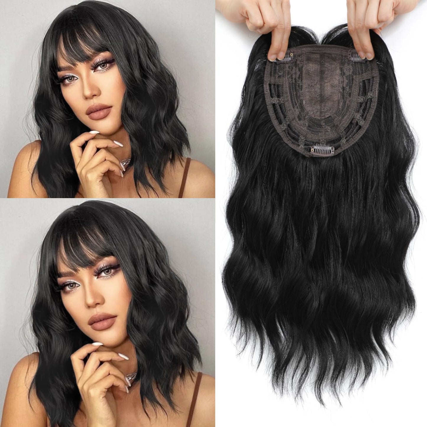 薄毛におすすめの、前髪付きナチュラルウェーブヘアトッパー（人気商品） 