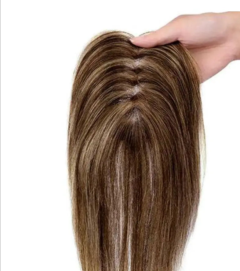 Hand Tied Swiss Lace Base Real Human Clip In Hair Topper for Women Human Hair 我的商店