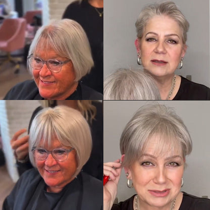 薄毛の女性のための、前髪付きで目に見えない通気性のあるヘアトッパー