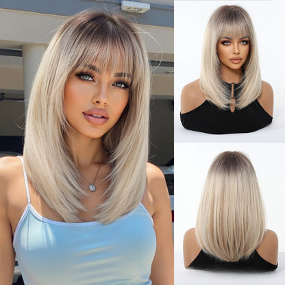14 INCH Synthetic Wig with Bangs | Natural Look & Heat Resistant