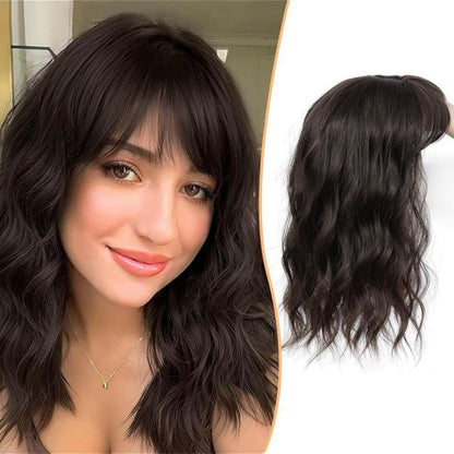 薄毛の方にも使える、贅沢で目立たないナチュラルウェーブヘアトッパー（前髪付き） 