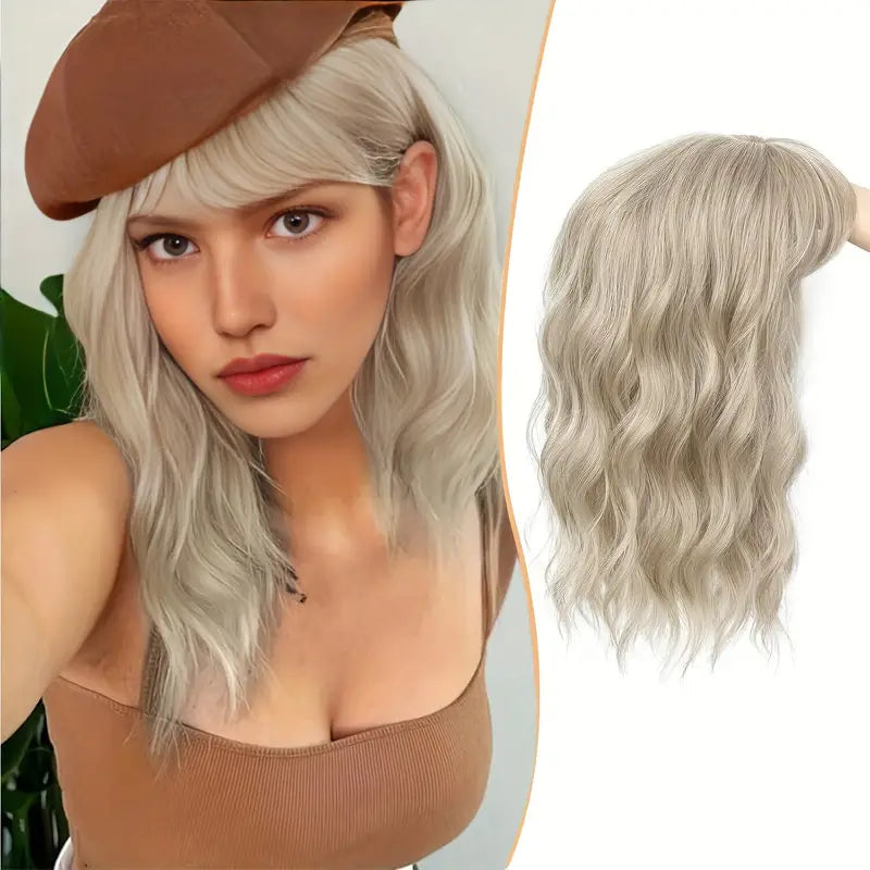 薄毛におすすめの、前髪付きナチュラルウェーブヘアトッパー（人気商品） 