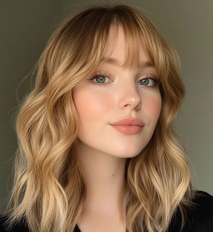 薄毛の方にも使える、贅沢で目立たないナチュラルウェーブヘアトッパー（前髪付き） 