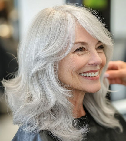 薄毛におすすめの、前髪付きナチュラルウェーブヘアトッパー（人気商品） 