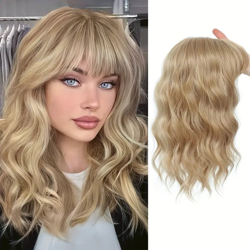 薄毛の方にも使える、贅沢で目立たないナチュラルウェーブヘアトッパー（前髪付き） 