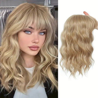 薄毛の方にも使える、贅沢で目立たないナチュラルウェーブヘアトッパー（前髪付き） 
