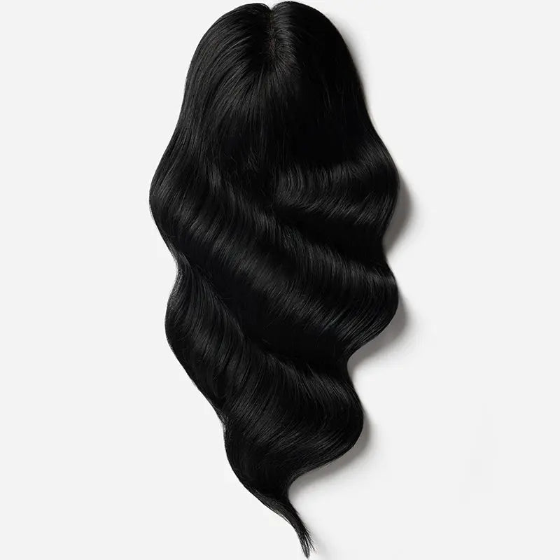 Complete black wavy VivaCrown mono base human hair topper