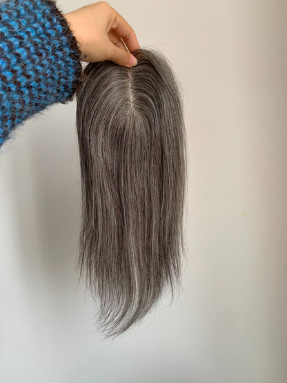 (Angie)  Curly Human Hair Topper and Wig With Side-parted Curtain Bangs