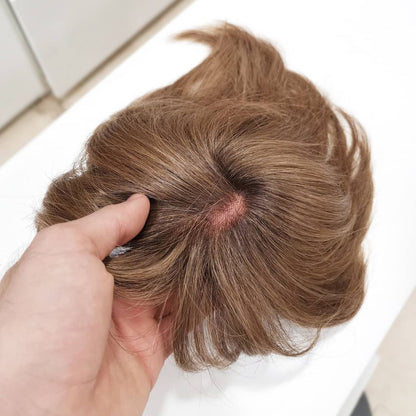 女性用ストレートナチュラルヘアトッパー、前髪付き。高品質のヘアスタイルクリップで、自分の髪に完璧に溶け込みます。 