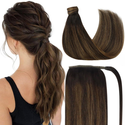 Premium Wrap Around Ponytail Extension | 100% Real Human Hair-Drak Brown