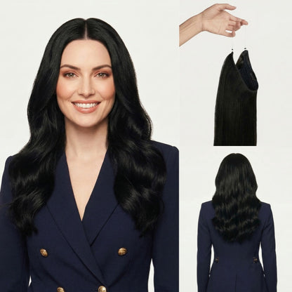 100% Human Hair Halo Extensions - Medium Natural Brown