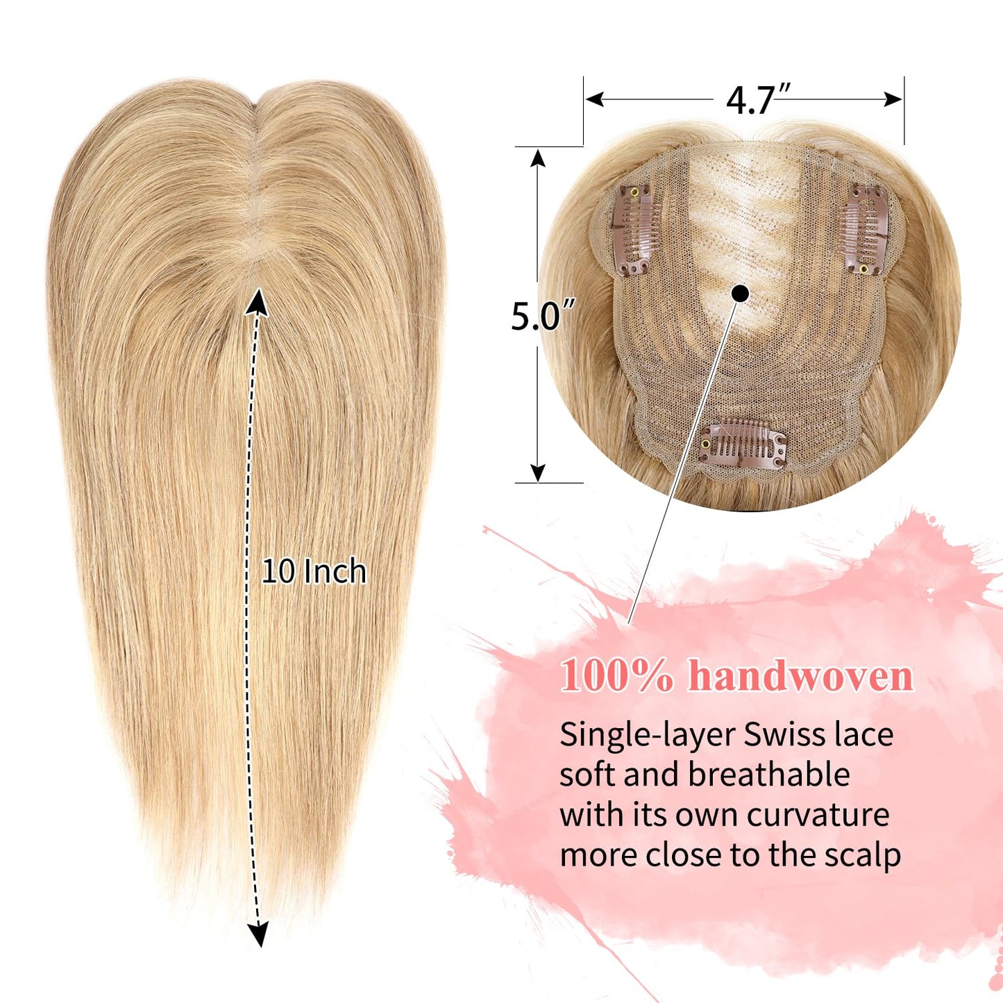 Natural Invisible Straight Hair Topper – Seamless Crown Volume for Thinning Hair