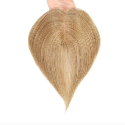 Luxury Blonde Highlights Straight Hair Topper for Women | Silk Base Human Hair Piece