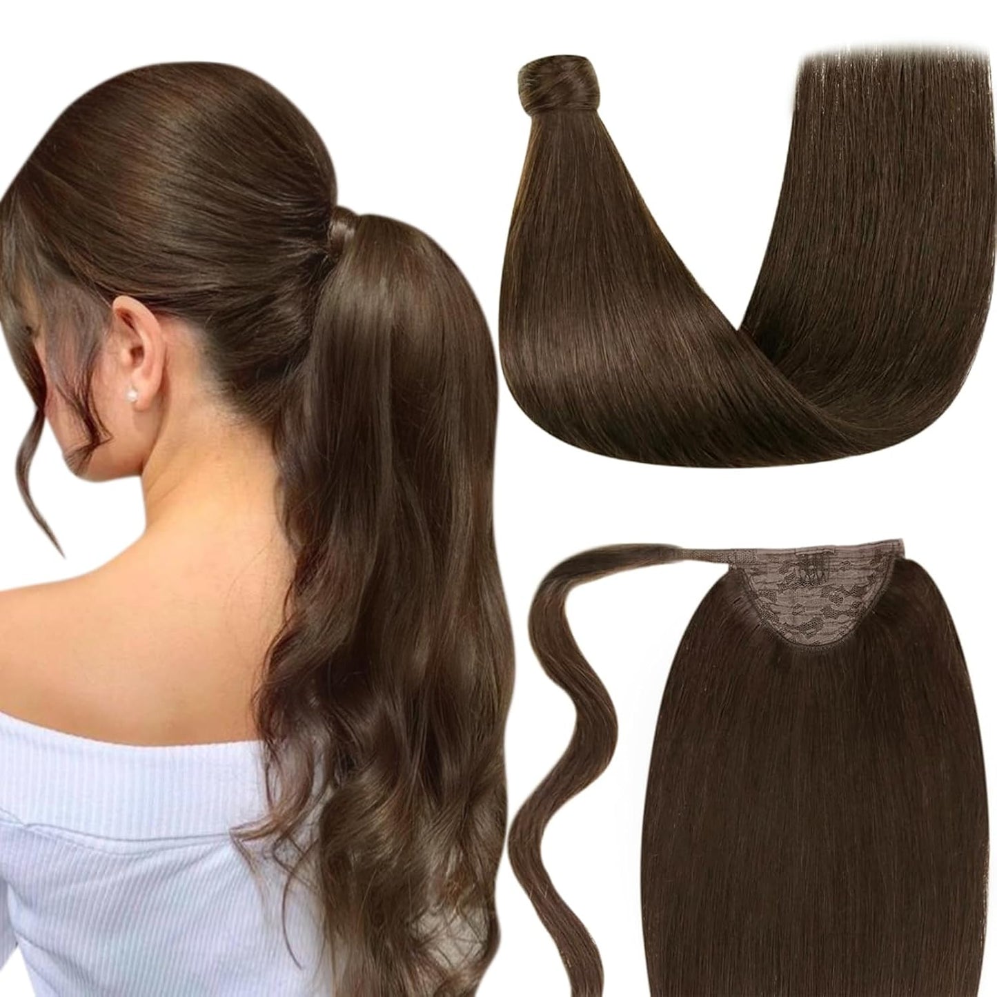 Premium Wrap Around Ponytail Extension | 100% Real Human Hair-Drak Brown