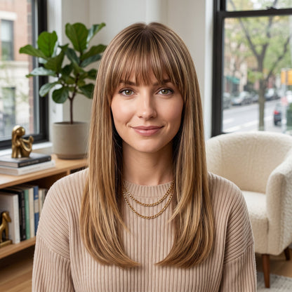 Breathable High Quality Hair Topper with Bangs for Women
