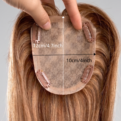 4''x4.7'' Premium Virgin Human Hair Toppers with Bangs,Seamless Wiglets for Thinning Hair & Instant Volume