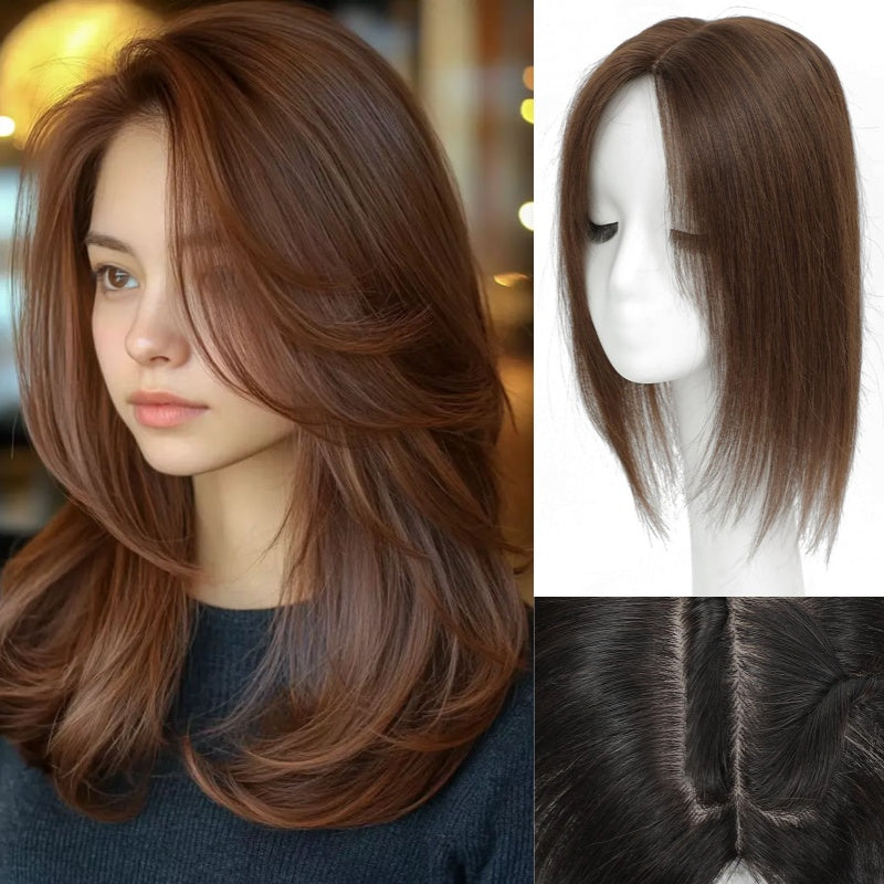 夏にぴったりの通気性と快適性を備えた薄毛用ストレートヘアトッパー