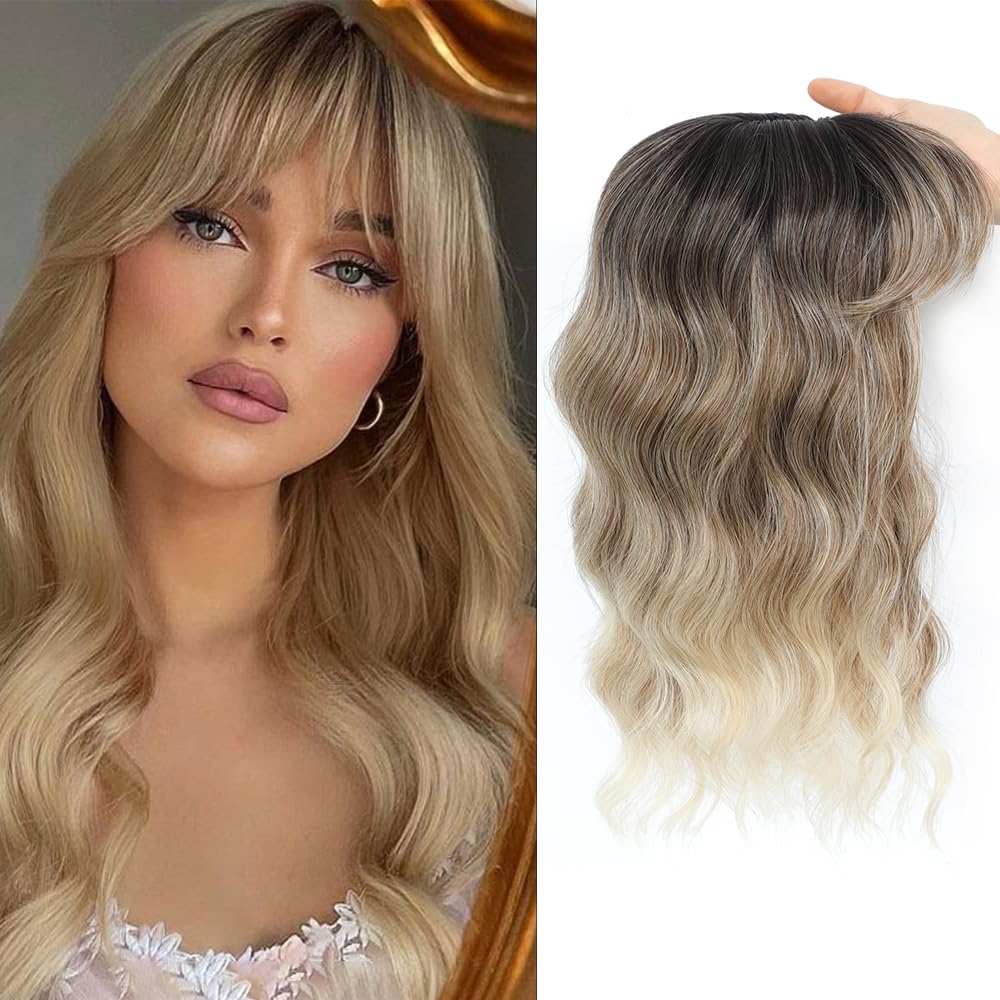 薄毛の方にも使える、贅沢で目立たないナチュラルウェーブヘアトッパー（前髪付き） 