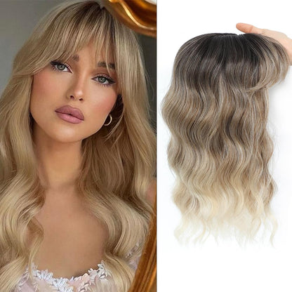 薄毛の方にも使える、贅沢で目立たないナチュラルウェーブヘアトッパー（前髪付き） 