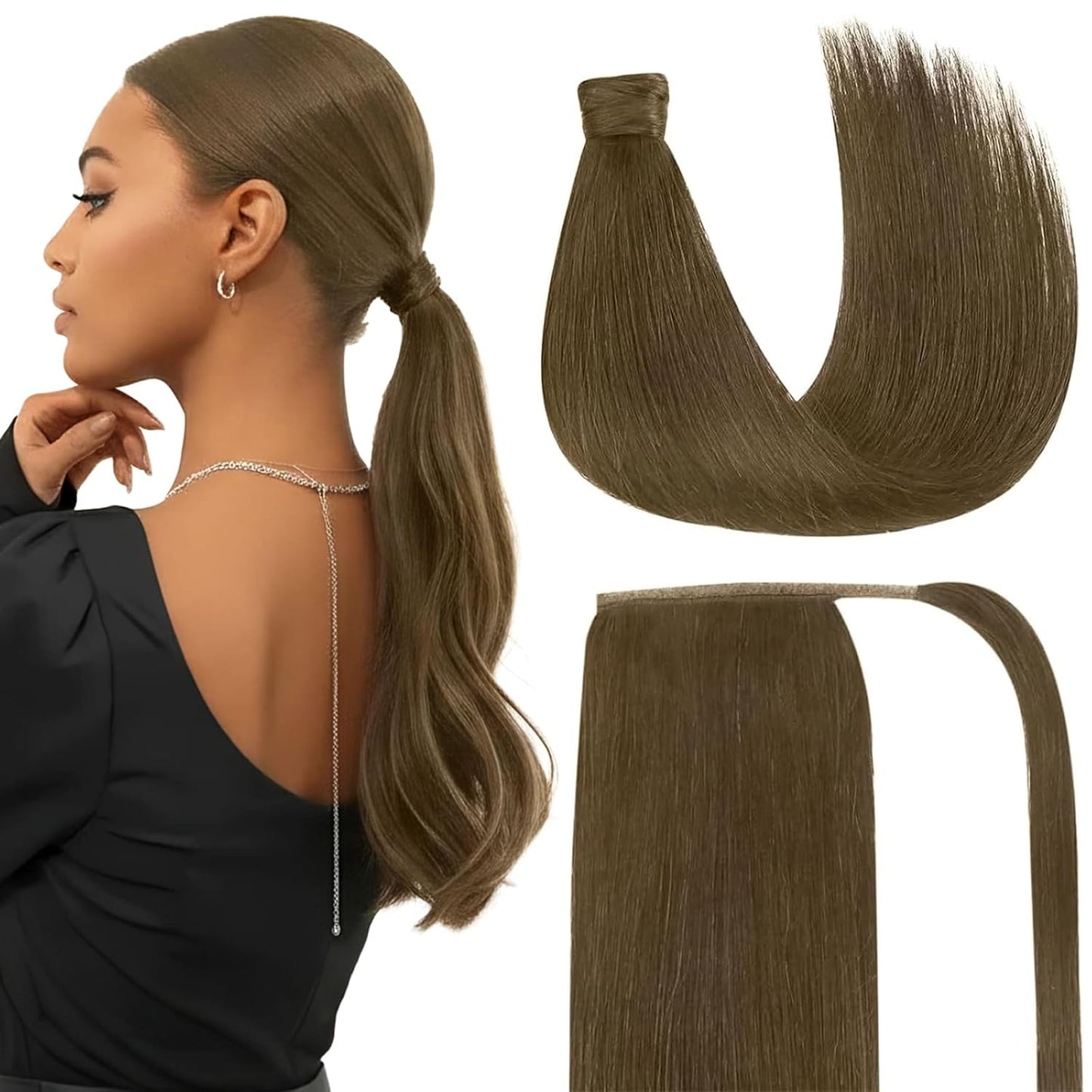 Premium Wrap Around Ponytail Extension | 100% Real Human Hair-Drak Brown