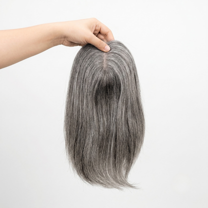 100% Virgin Remy Light Silver Mono Base Human  Hair Pieces for Women