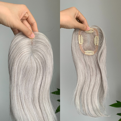 7*10cm Grey Natural Hair Topper for Women Cover and Add Hair Volume for Thinning Hair
