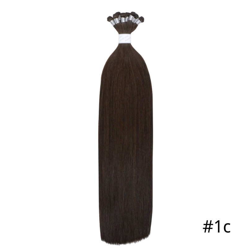 Best Hair Hand Tied Weft Real Human Hair Extensions (#1B)