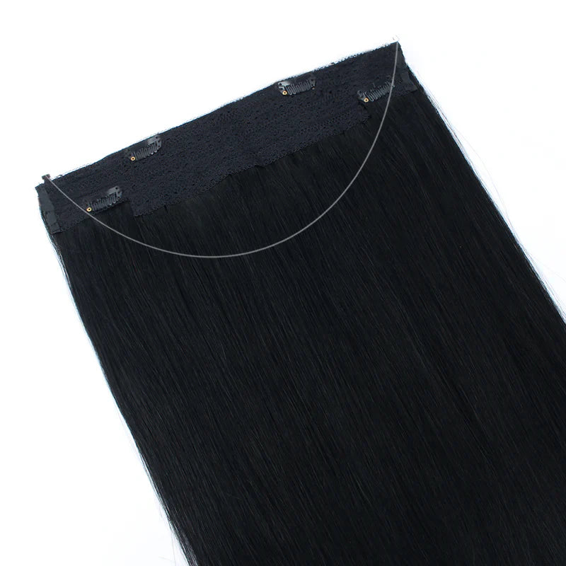 100% Human Hair Halo Extensions - Natural Black