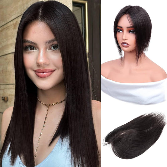 薄毛の女性のための、プレミアム品質の通気性と天然ストレートヘアトッパー