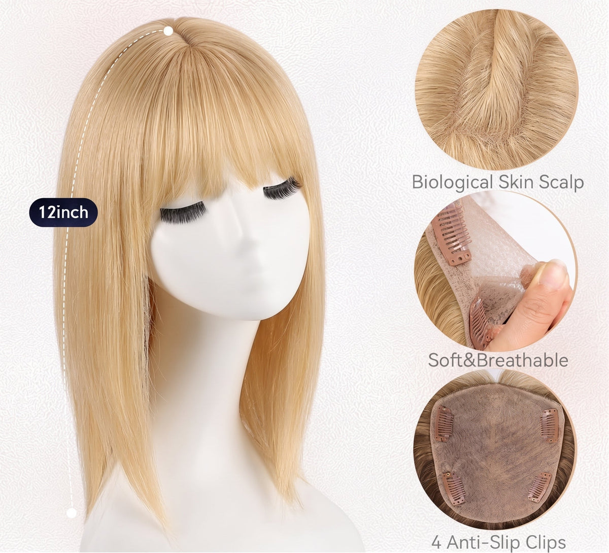 Hot Sale Straight Hair Topper With Bangs For  Women With Thinning Hair