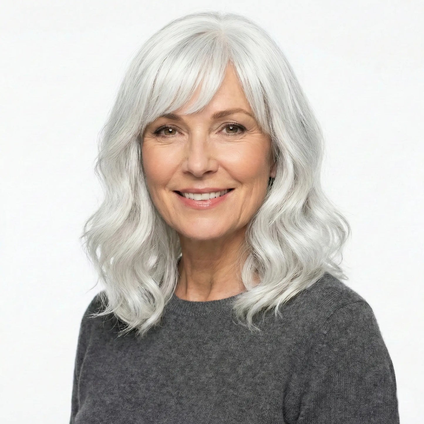 Luxury & Undetectable Natural Wavy Hair Topper With Bangs for Thinning Hair - VIVACROWN