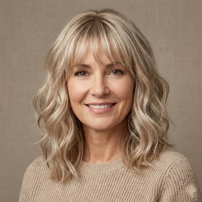 Luxury & Undetectable Natural Wavy Hair Topper With Bangs for Thinning Hair - VIVACROWN