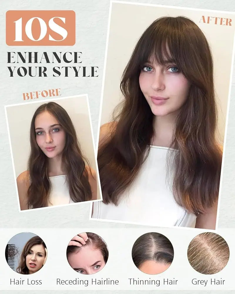 Breathable High Quality Hair Topper with Bangs for Women