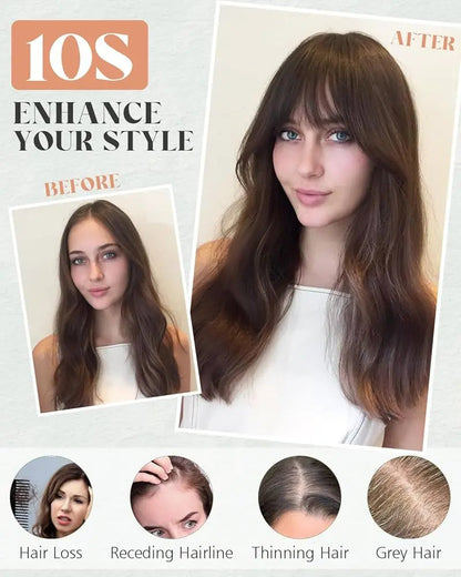Breathable High Quality Hair Topper with Bangs for Women