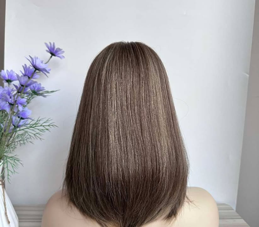 (Janis Miller) 5*7inch Mono Base Straight Human Hair topper Without Bangs