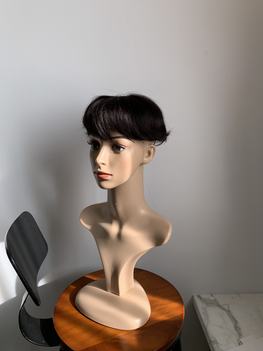 10*12cm Mono Base Straight Human Hair topper With Bangs