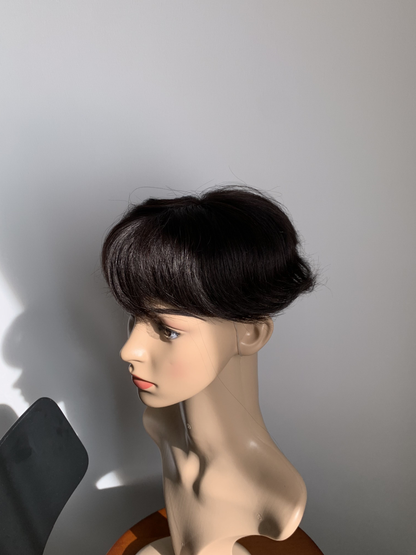 10*12cm Mono Base Straight Human Hair topper With Bangs