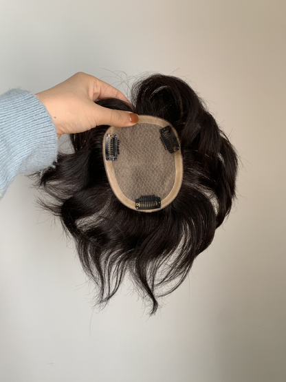 10*12cm Mono Base Straight Human Hair topper With Bangs