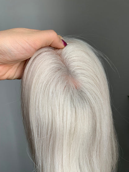 (Rhode Bicknell) 10*12cm Mono Base Straight Human Hair topper Without Bangs