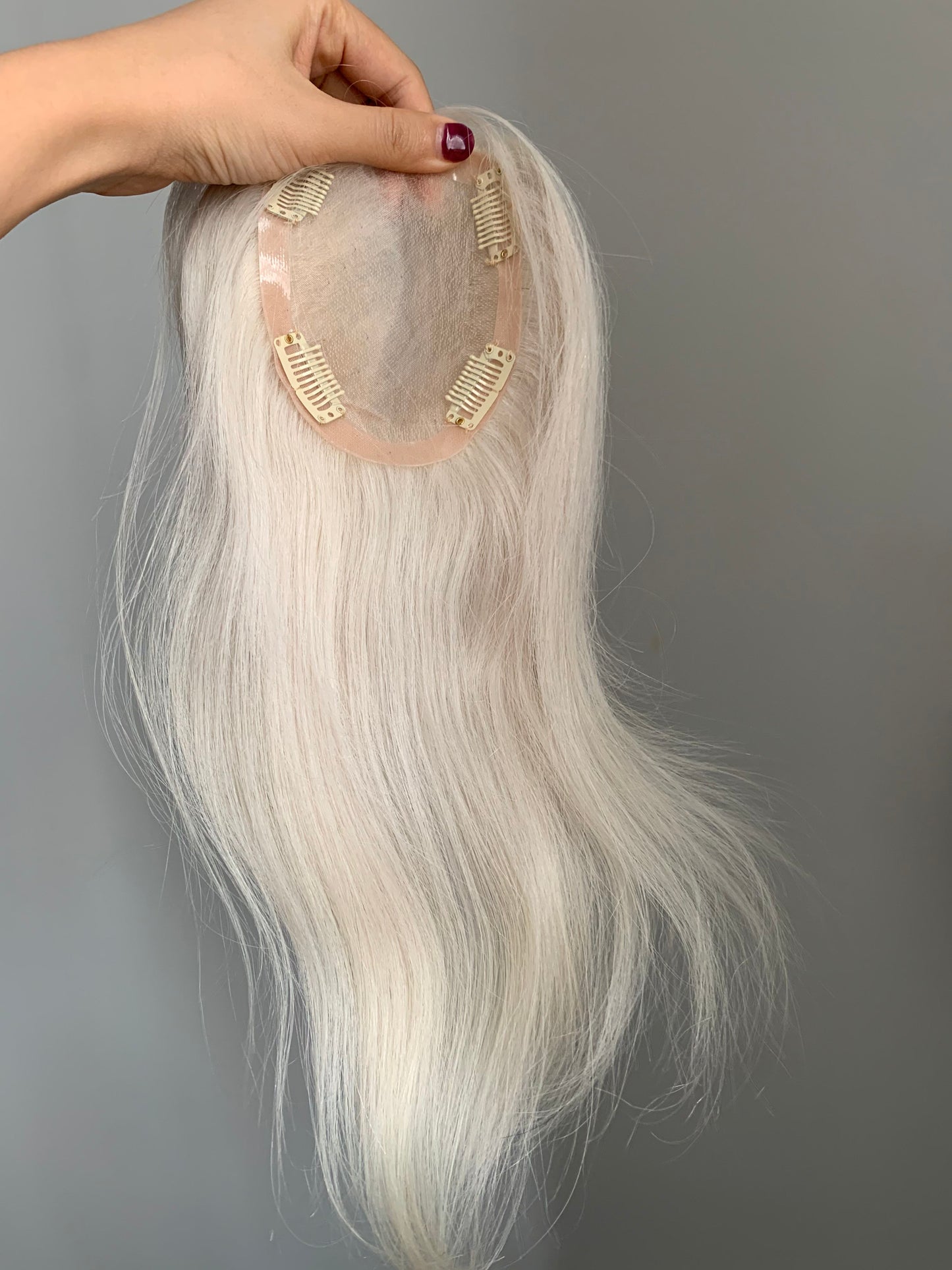 (Rhode Bicknell) 10*12cm Mono Base Straight Human Hair topper Without Bangs