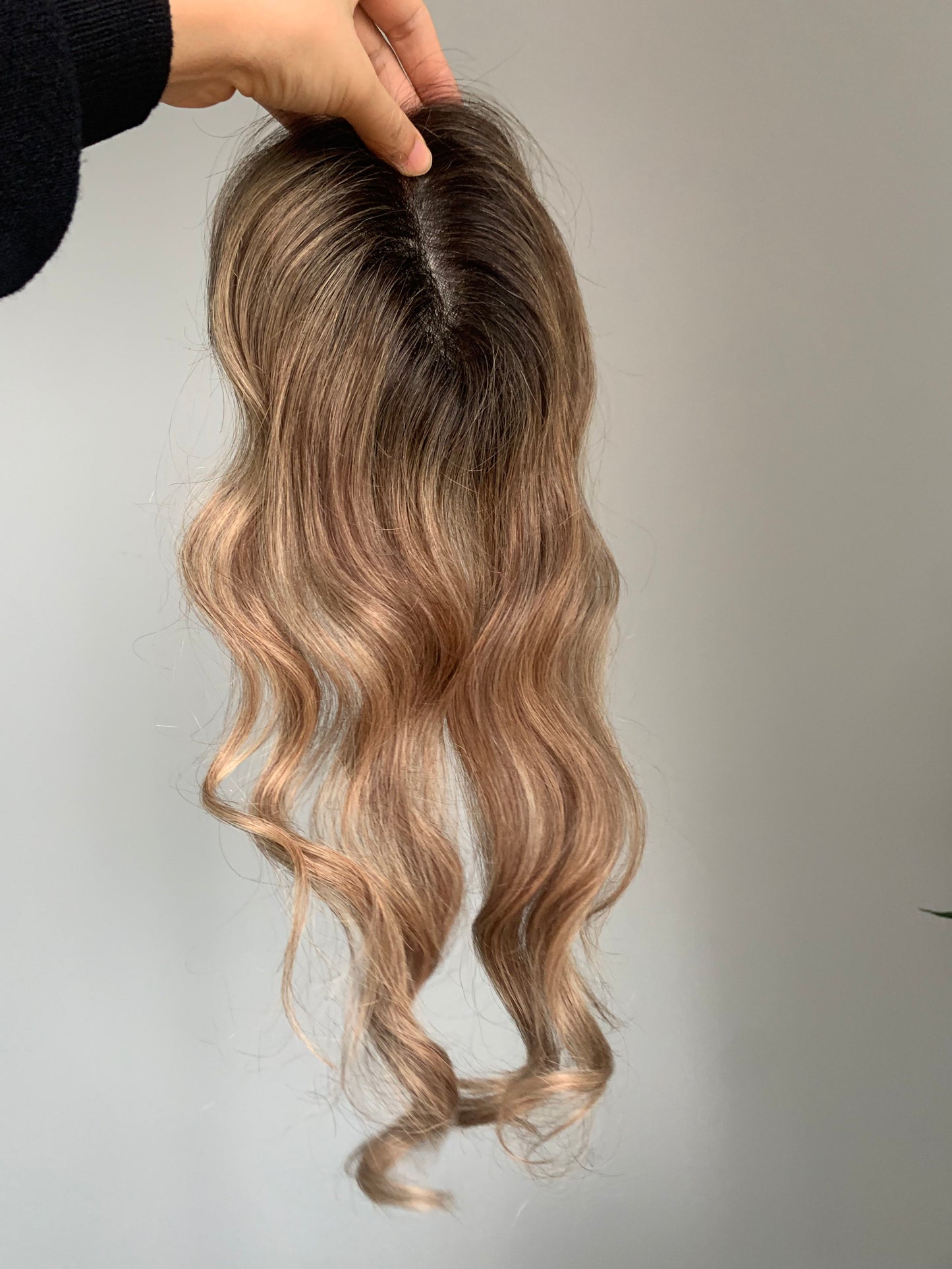 10*12cm Mono Base Wavy Human Hair topper Without Bangs