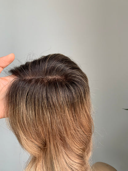 10*12cm Mono Base Wavy Human Hair topper Without Bangs