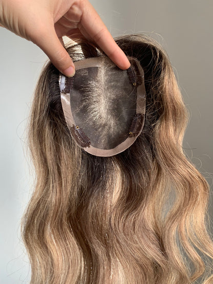 10*12cm Mono Base Wavy Human Hair topper Without Bangs