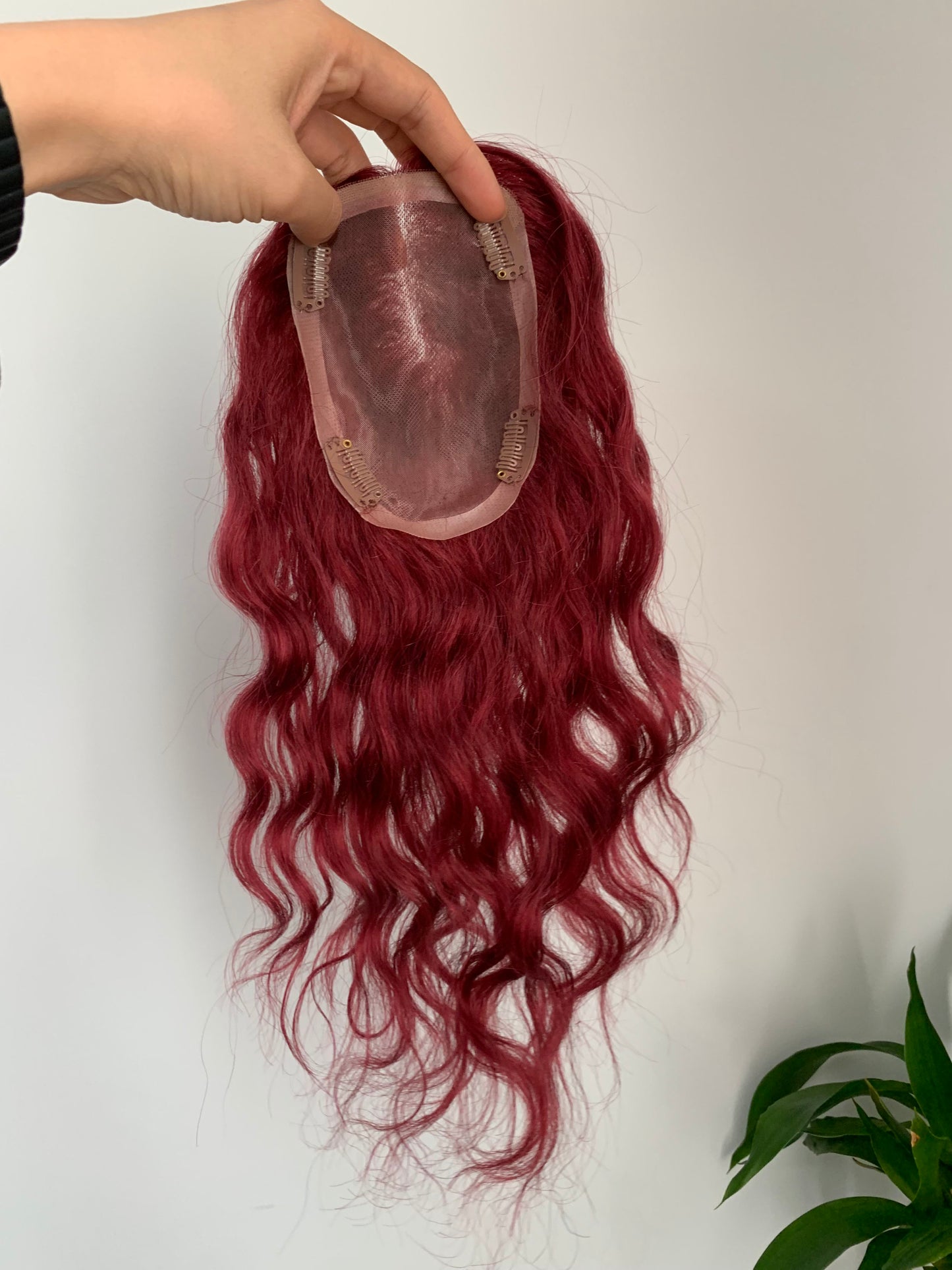 3.9×4.7インチ モノベース ハイライト 人毛 トッパー 根元付き (カスタマイズ) 