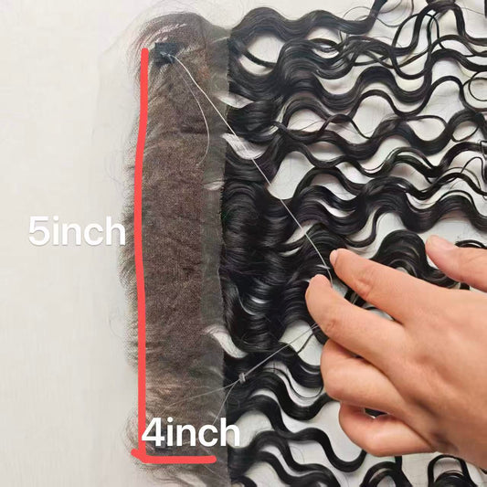 (custom) 4X5Inch Lace No Clip Fish Line Invisible Human Hair Wavy Front Hairline